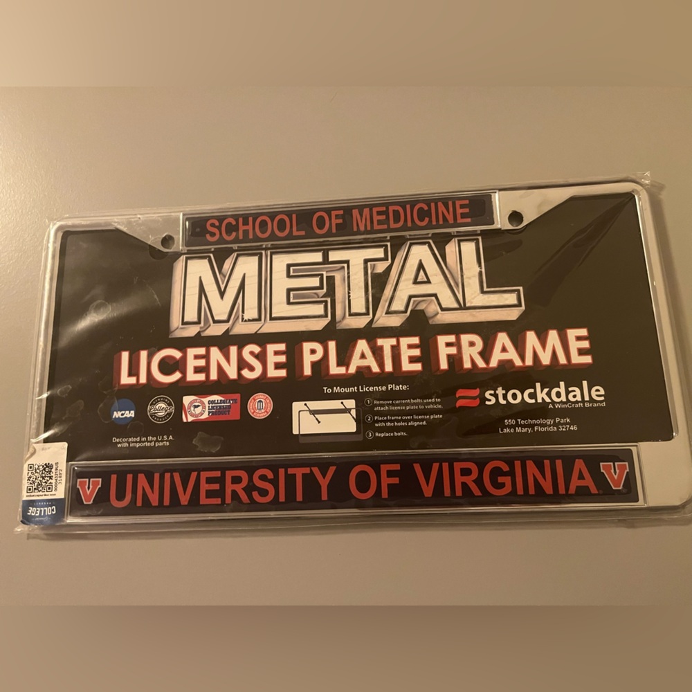 University of Virginia Medical School Metal License Plate Frame